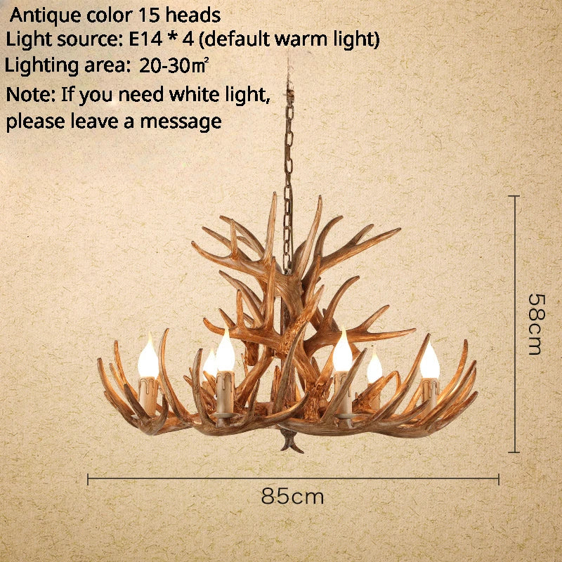 American Retro Deer Antlers With Lampshades Indoor Home Lighting