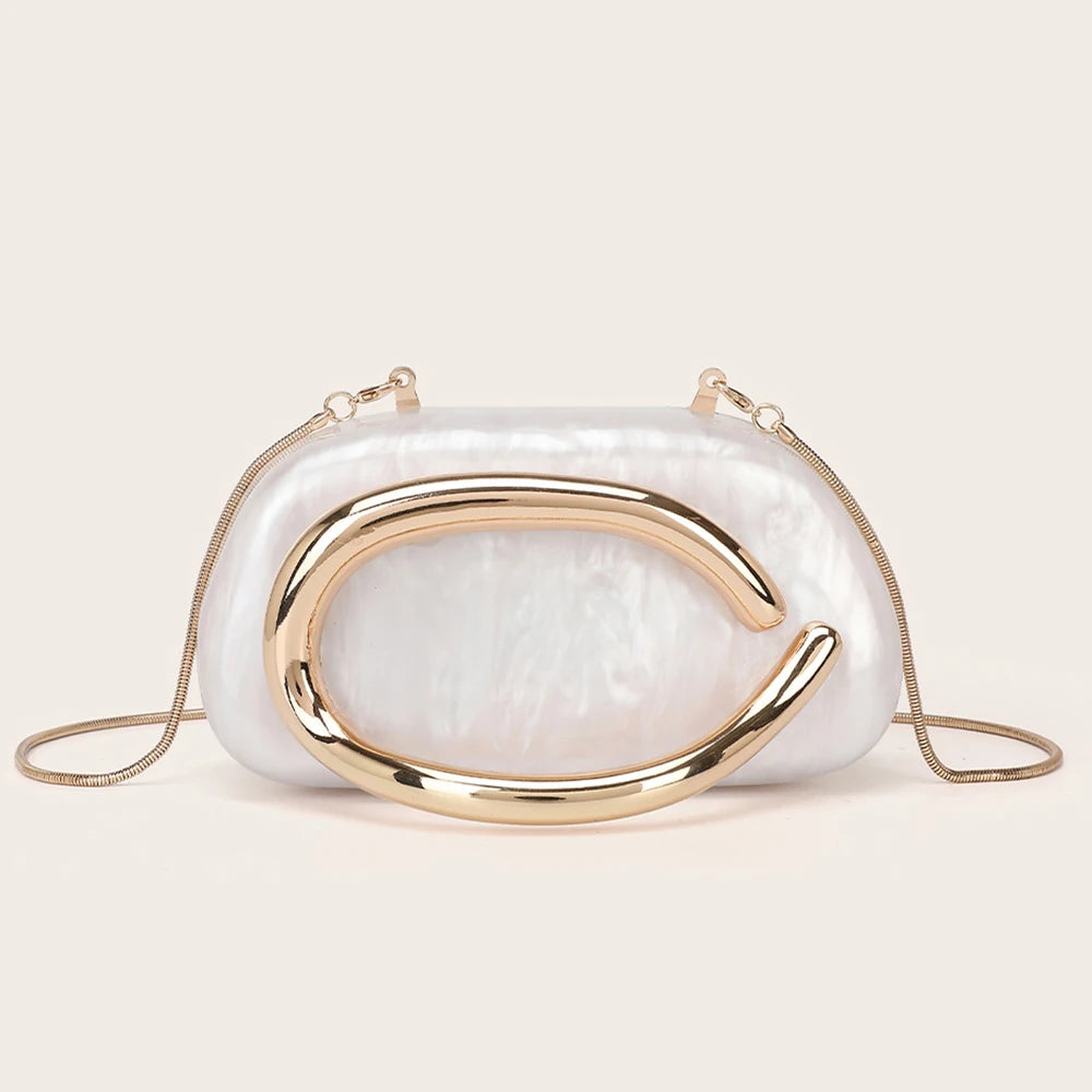 YYW Box Bag Metal Details Crossbody Evening Handbag