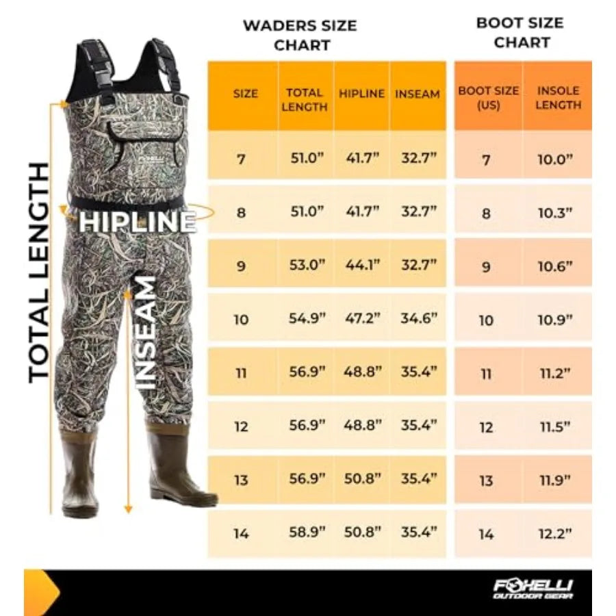 Chest Waders, Waterproof 4mm Neoprene Hunting and Fishing Waders for Men and Women with Boots