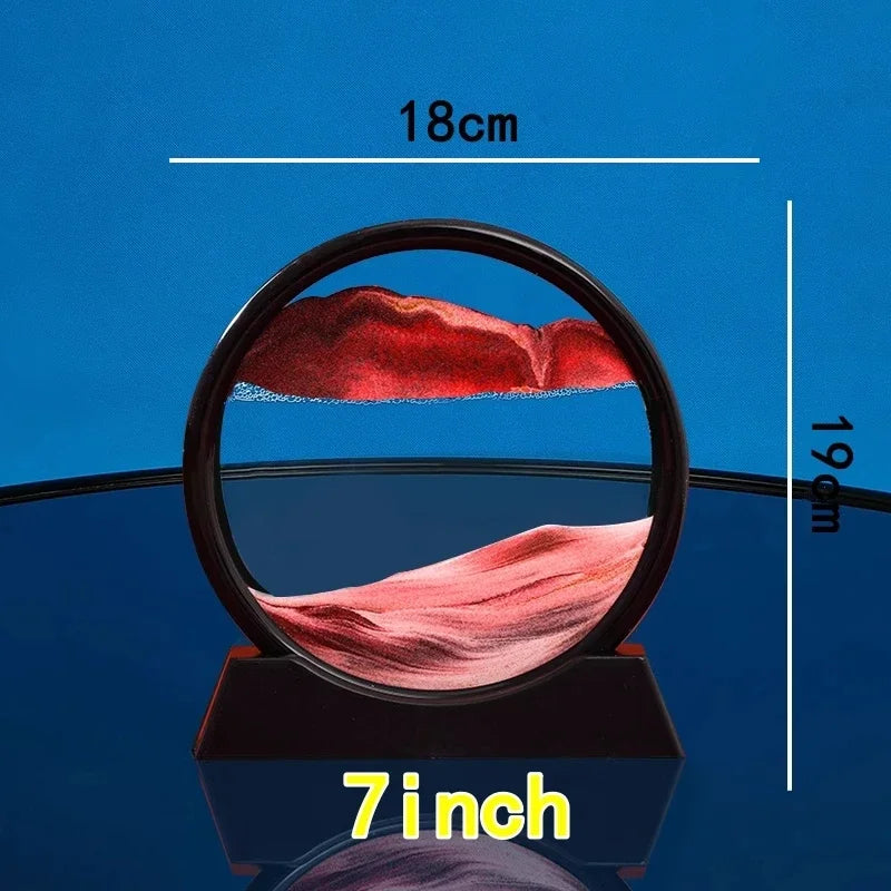 3D Moving Sand Art Picture Round Glass Deep Sea Sandscape Hourglass Quicksand Craft Flowing Sand Painting Office Home Decor Gift
