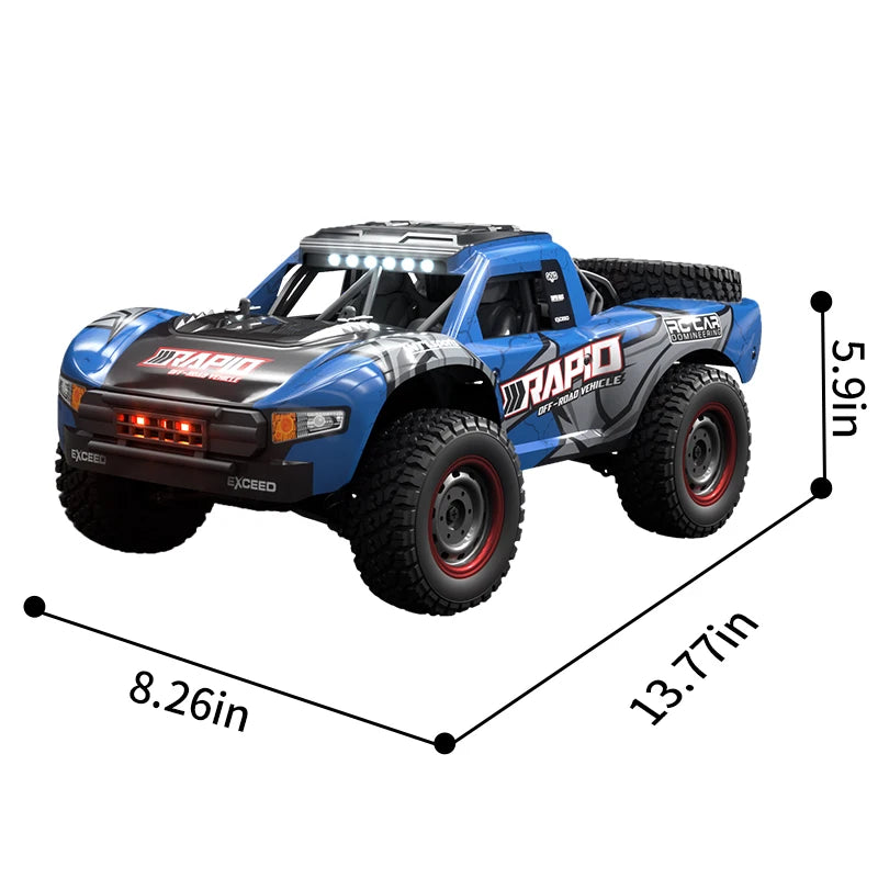 JJRC 1:14 Scale 4x4 RC Off-Road Monster Truck - Full Proportional Throttle/Steering & Metal Chassis W/ 3-Mode LED Lights