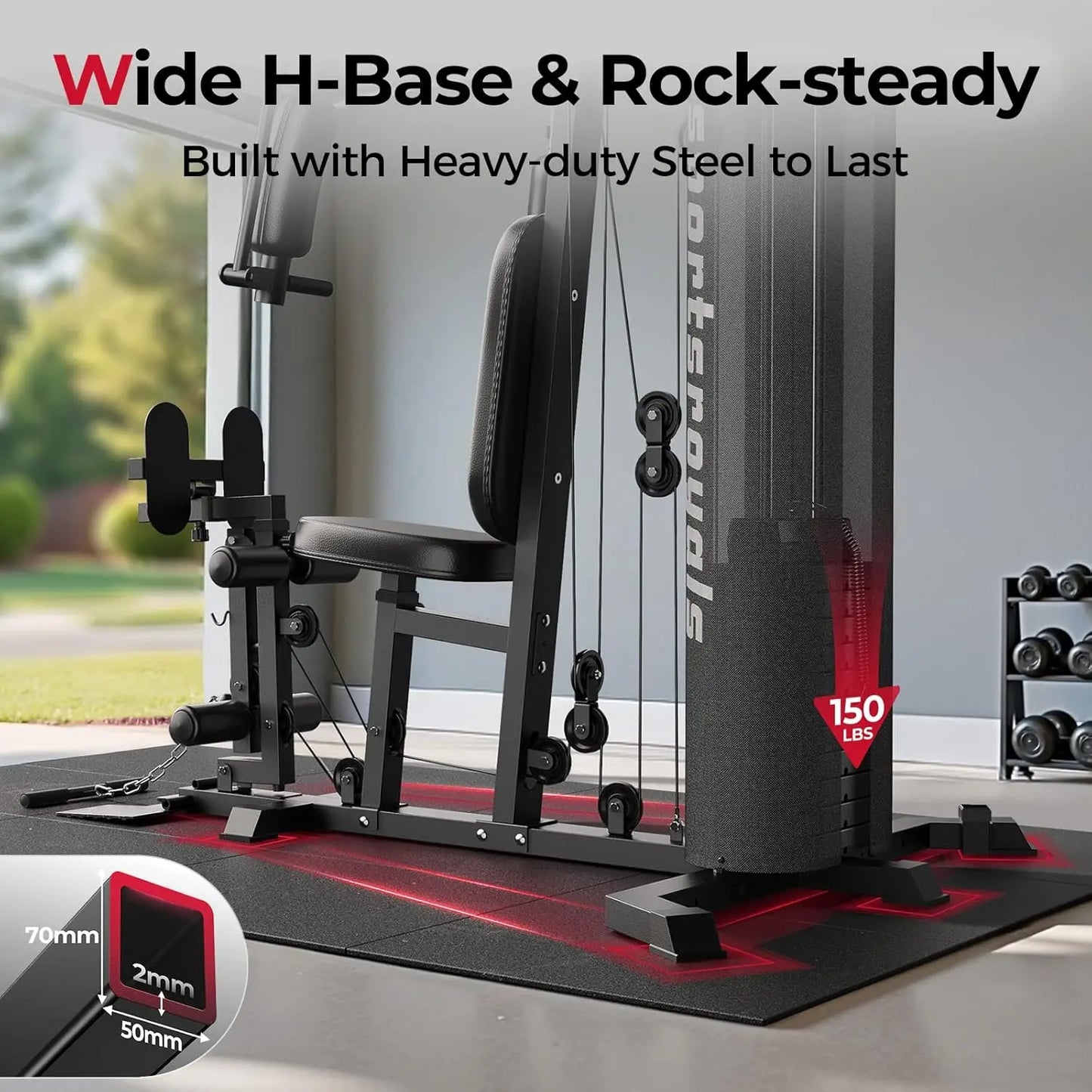 FED Fitness Full Body Home Gym With 150 Lbs Weight Stack Pulley System