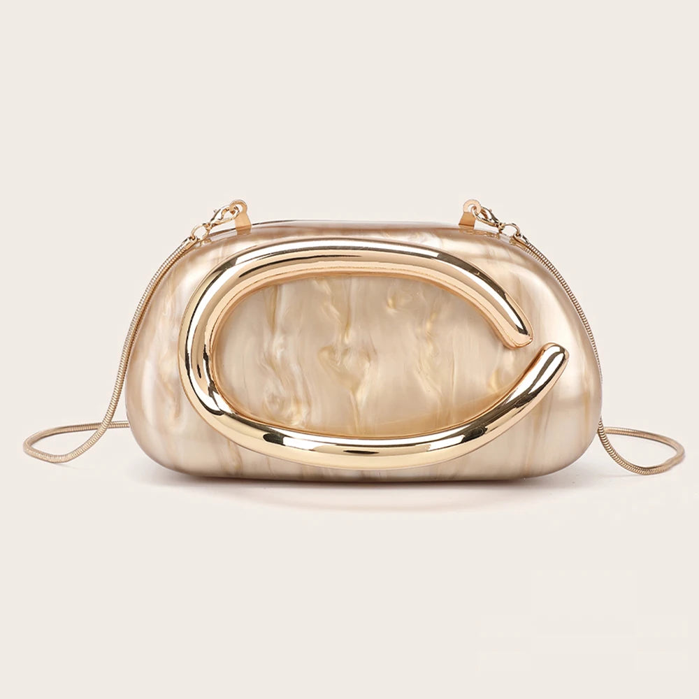 YYW Box Bag Metal Details Crossbody Evening Handbag