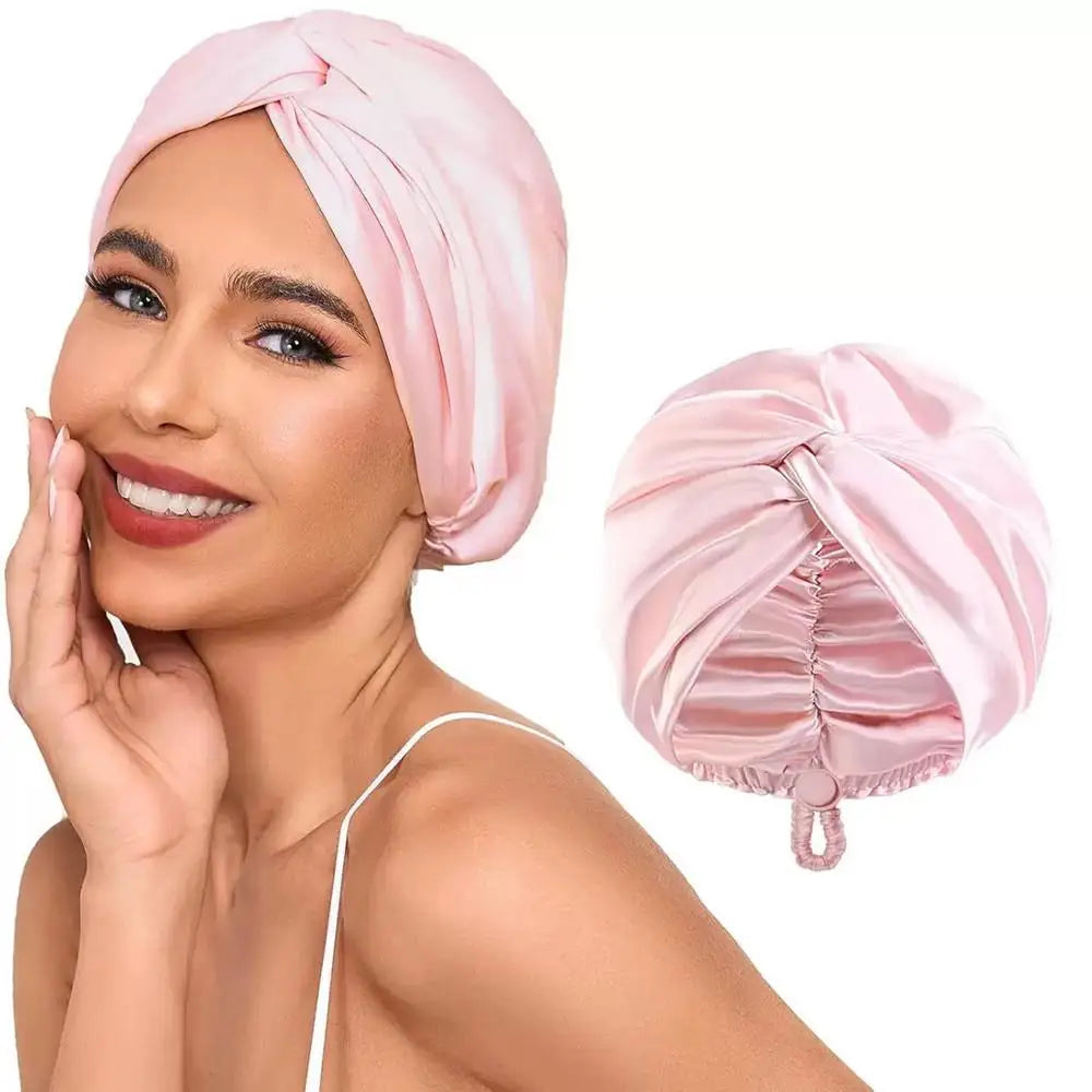 Silk Turban Bonnet For Women Satin Sleep Headwrap Hair