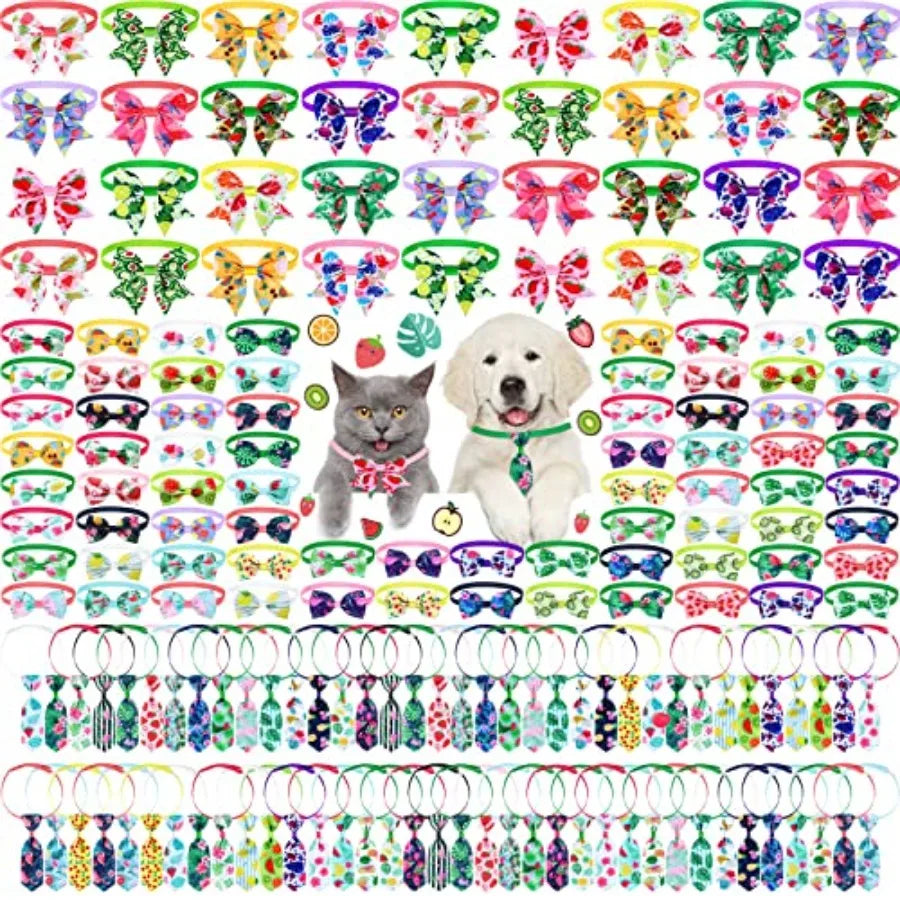 Dog Bow Tie Collars Polyester Adjustable For Pets Grooming