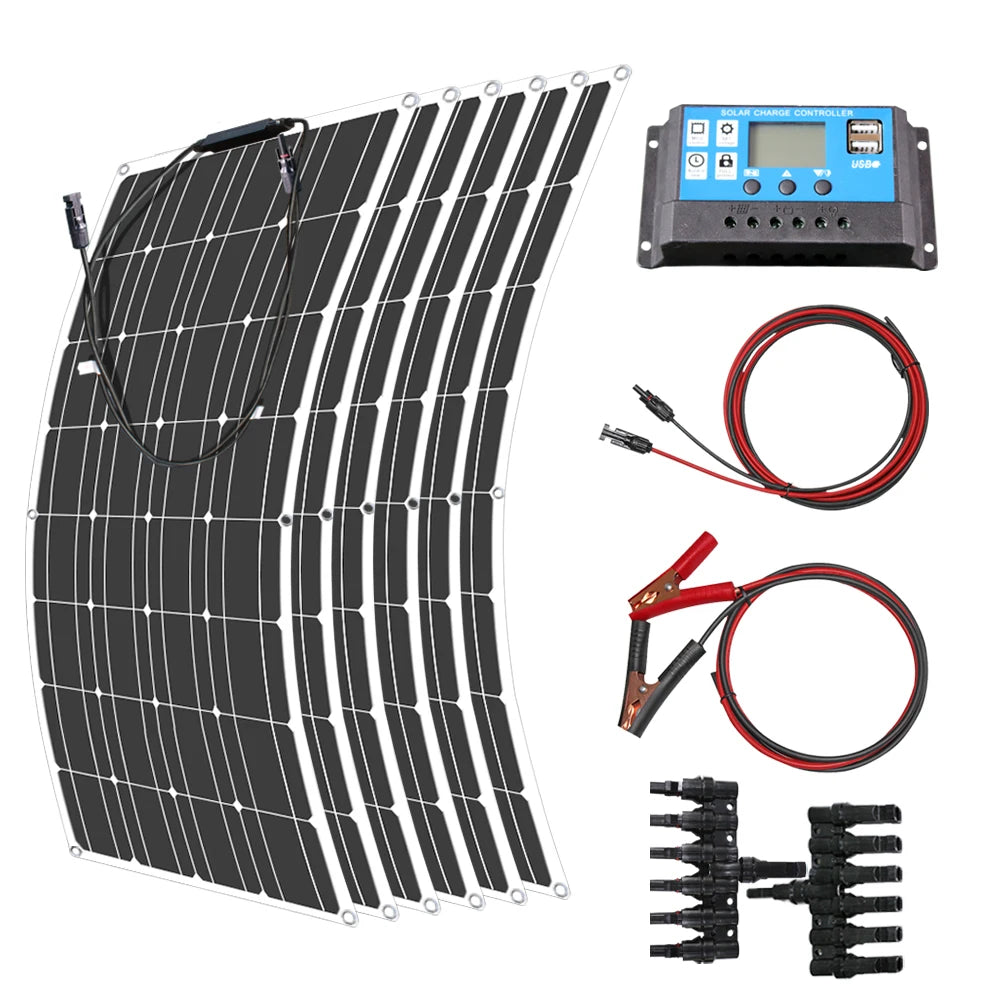 ASUNERGE Flexible 12V Monocrystalline Solar Panel For RV Boat