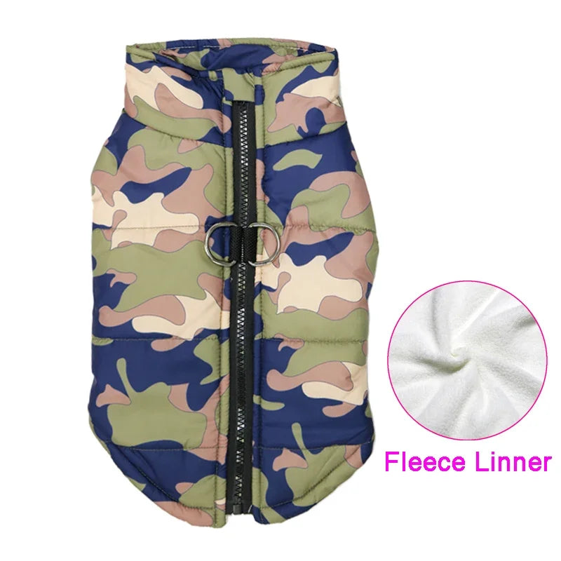 Padded Winter Dog Coat Vest With Zipper Waterproof