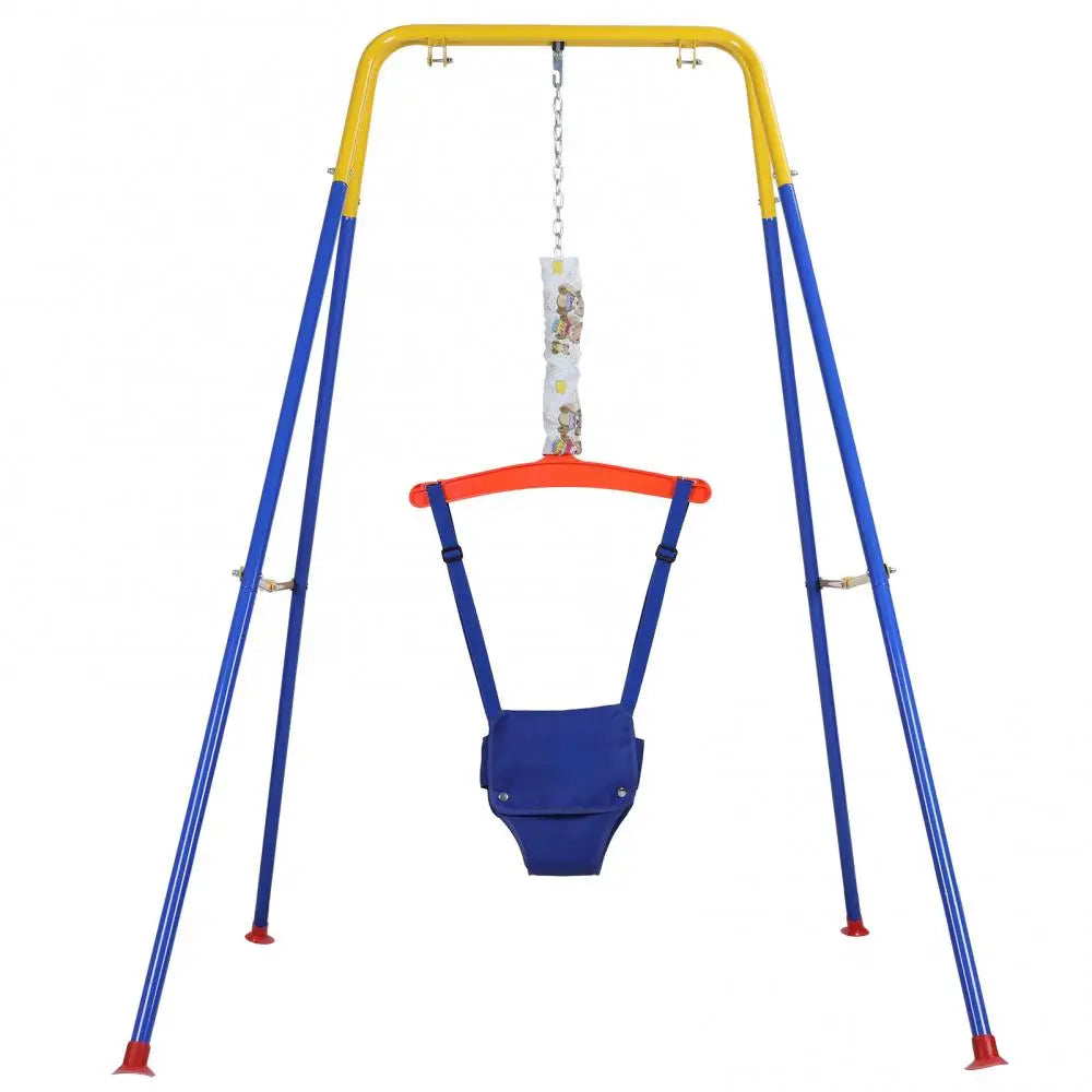 Baby Jumper with Stand,Indoor/Outdoor Toddler Swing Set with Adjustable Chain,2 in 1 Baby Jumper and for Boys Girls 6-24 Months