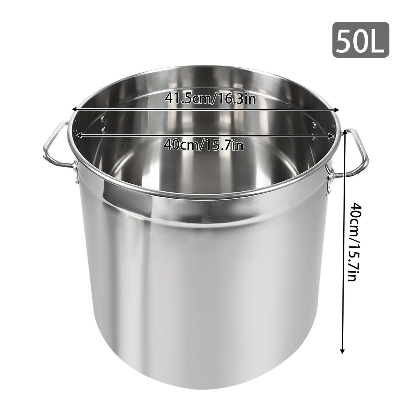35/50/70L Soup Pot with Cover&Handles, Multi-functional Stainless Steel Stock Pot for Storing Liquid/solid Items