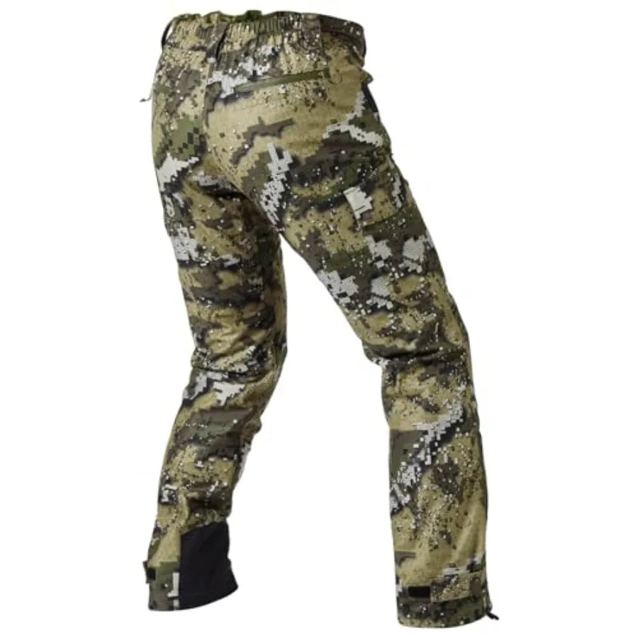 Hunting pants for men, waterproof breathable nylon with silent outer fabric, olive green, ideal for fishing, turkey and upland
