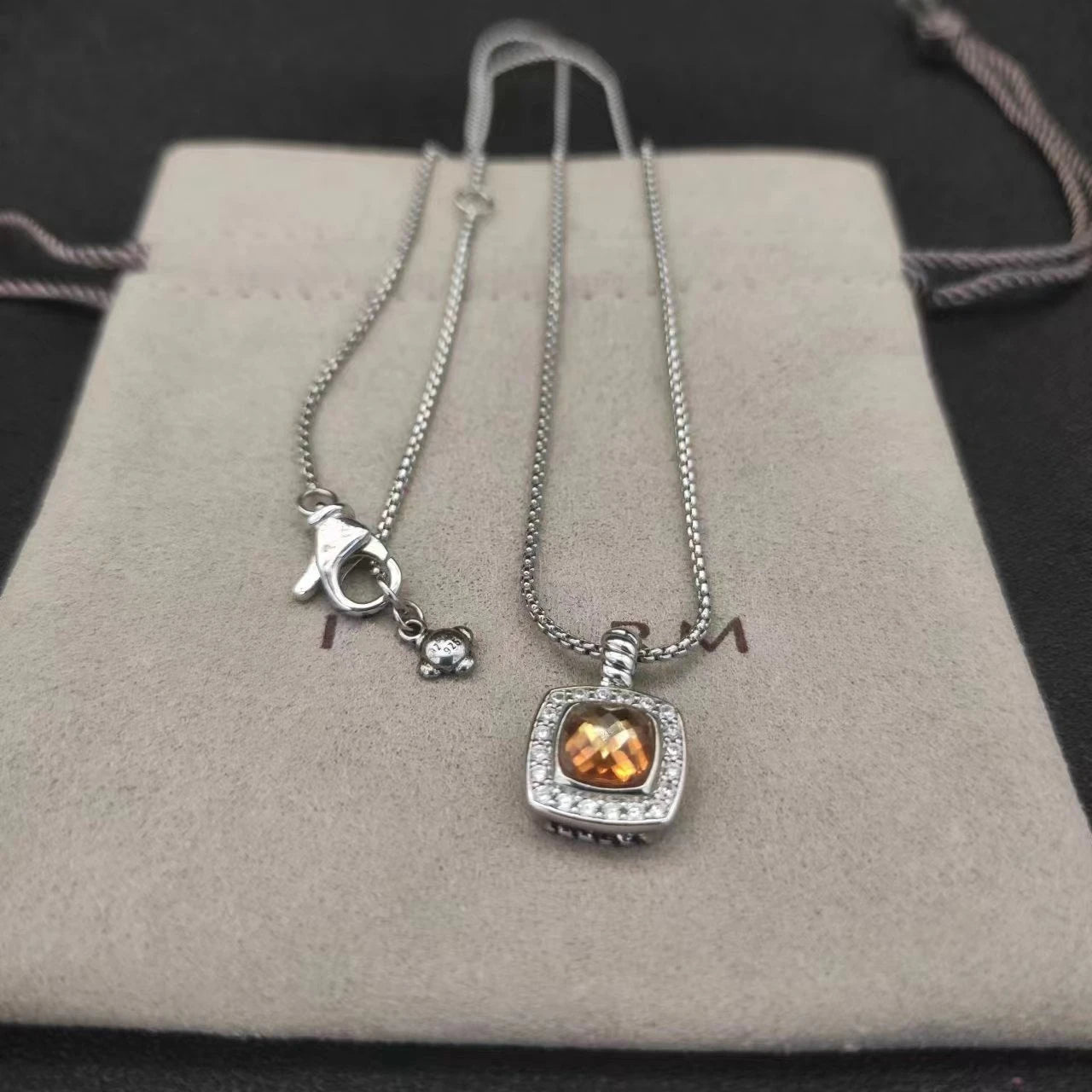 Sterling Silver Zircon Necklace And Earrings Set For Unisex