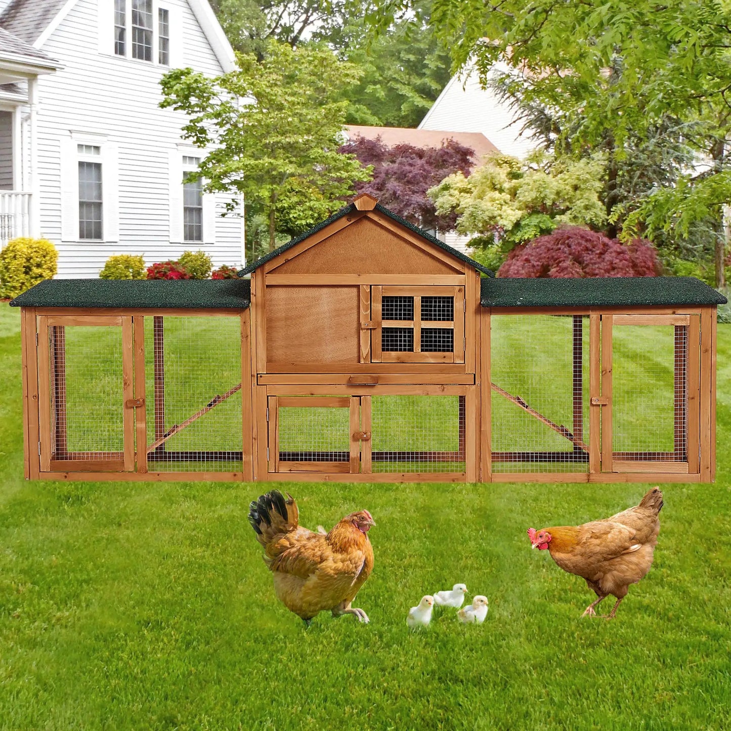 DishyKooker Two Story Wooden Rabbit Hutch With Double Runs