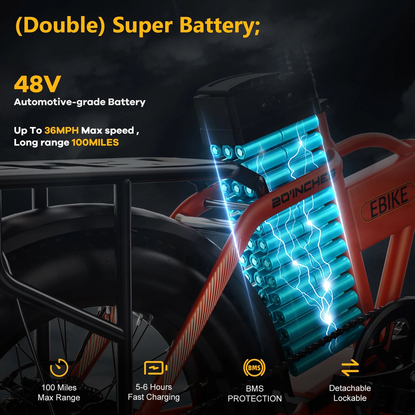 CYBERVELO 1000W Folding Electric Bike With Removable Battery For Adults