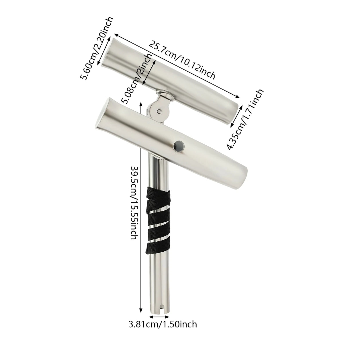 Fishing Rod Holders, 2pcs Double Ended Fishing Rod Holder, Rod Rack, Stainless Steel Adjustable Bracket for Boats, Dual Rod Design, Non-Slip Rubber Padding, 75cm Nylon Strap, Easy Install, Portable Secure Support for Railings