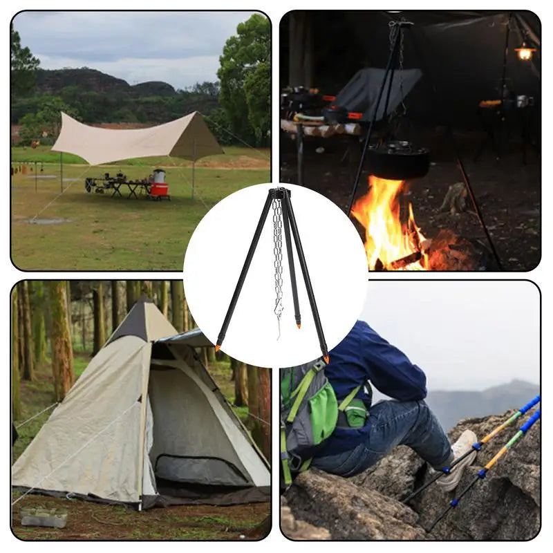 Camping Tripod Grill Heavy Duty Aluminum Alloy With Chain