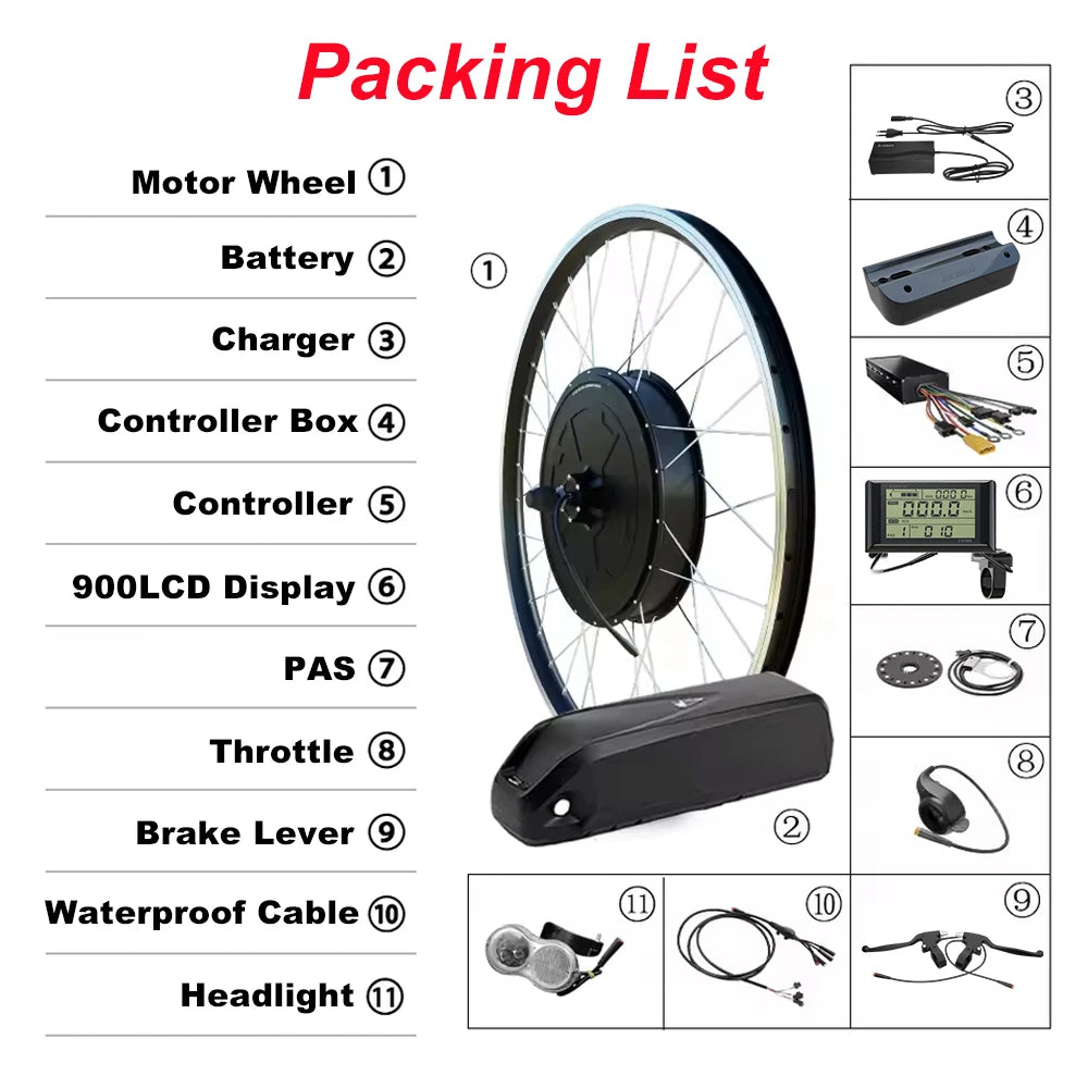 SMATEIGHT 48V 2000W Ebike Conversion Kit With 20Ah Battery