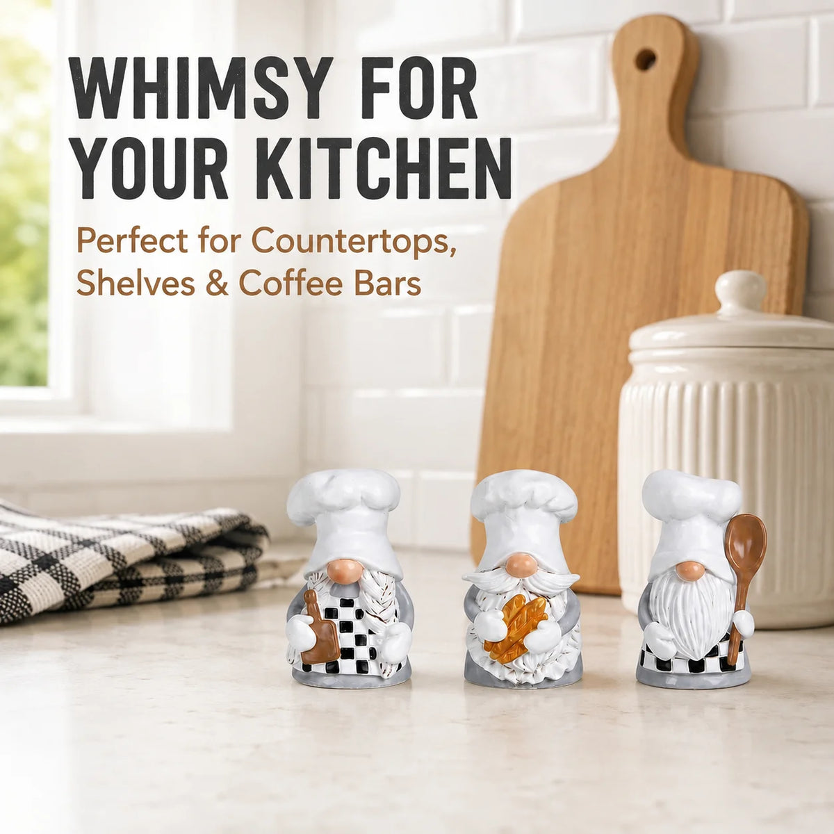 Hodao Resin Chef Gnome Figurine Set Kitchen Home Decor