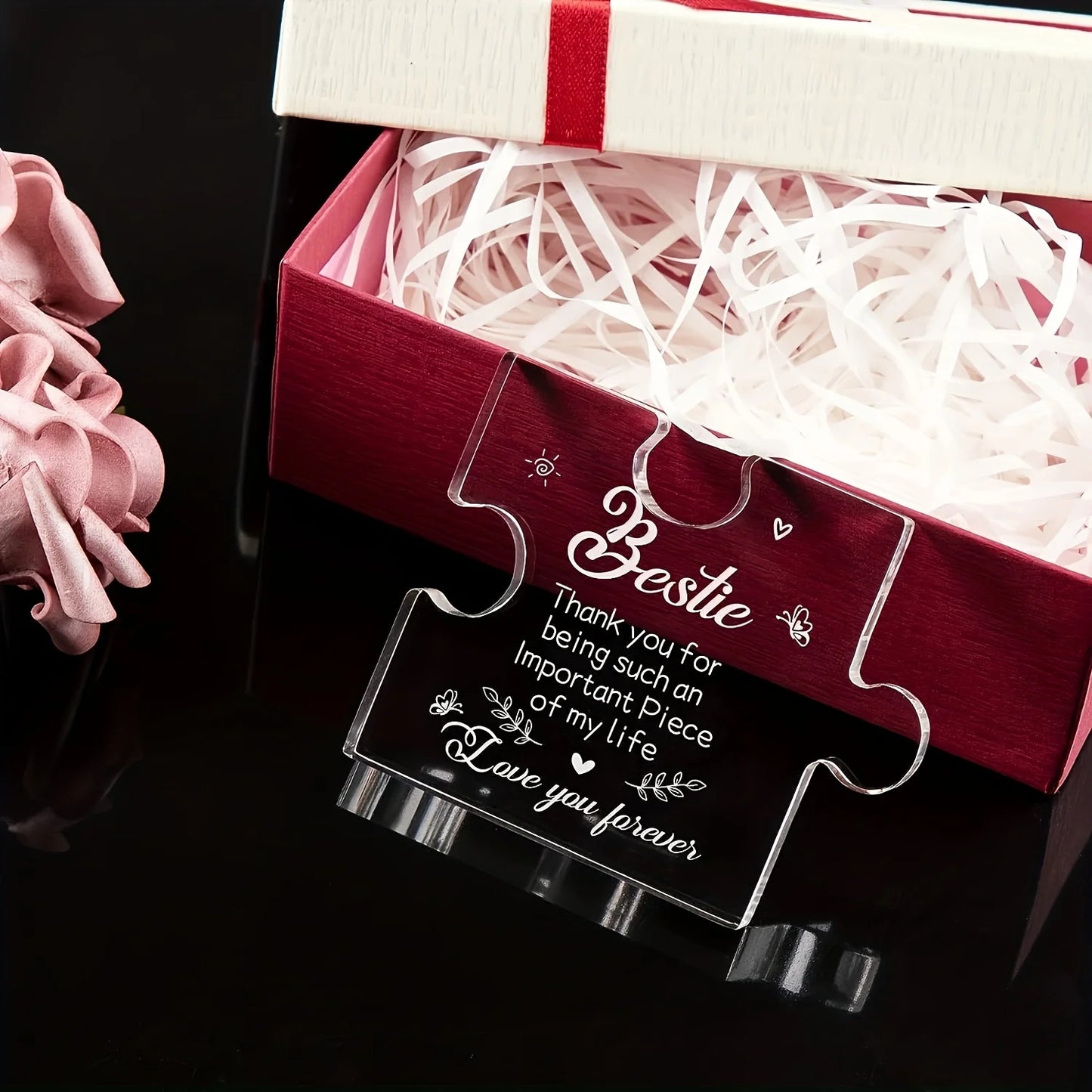 1pc, Special Friend Gifts, to My Bestie Engraved Acrylic Block Puzzle, Best Friend Birthday Gifts for Women, Christmas Wedding