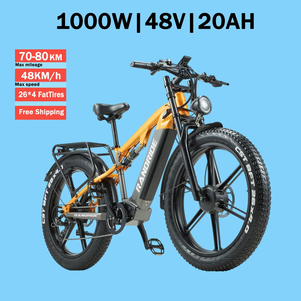 Randride Electric Mountain Ebike 1000W 48V 20Ah Dual Motors