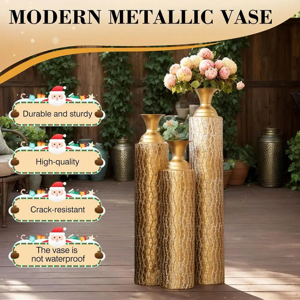 Metal Floor Vases Set Of 3 For Elegant Centerpieces Decor