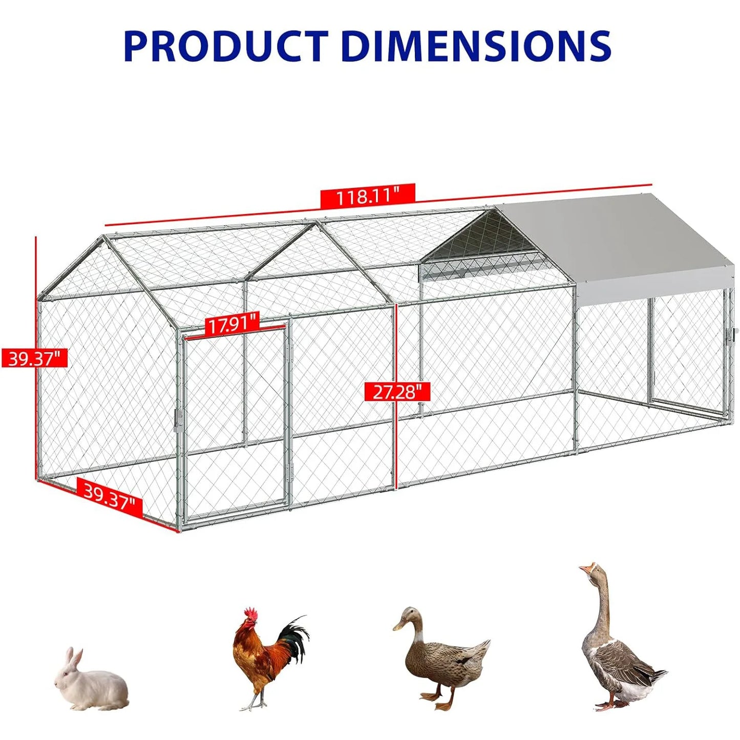 HiMISS Durable Portable Metal Chicken Coop With Waterproof Cover