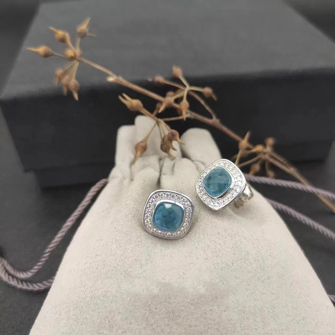 Sterling Silver Zircon Necklace And Earrings Set For Unisex