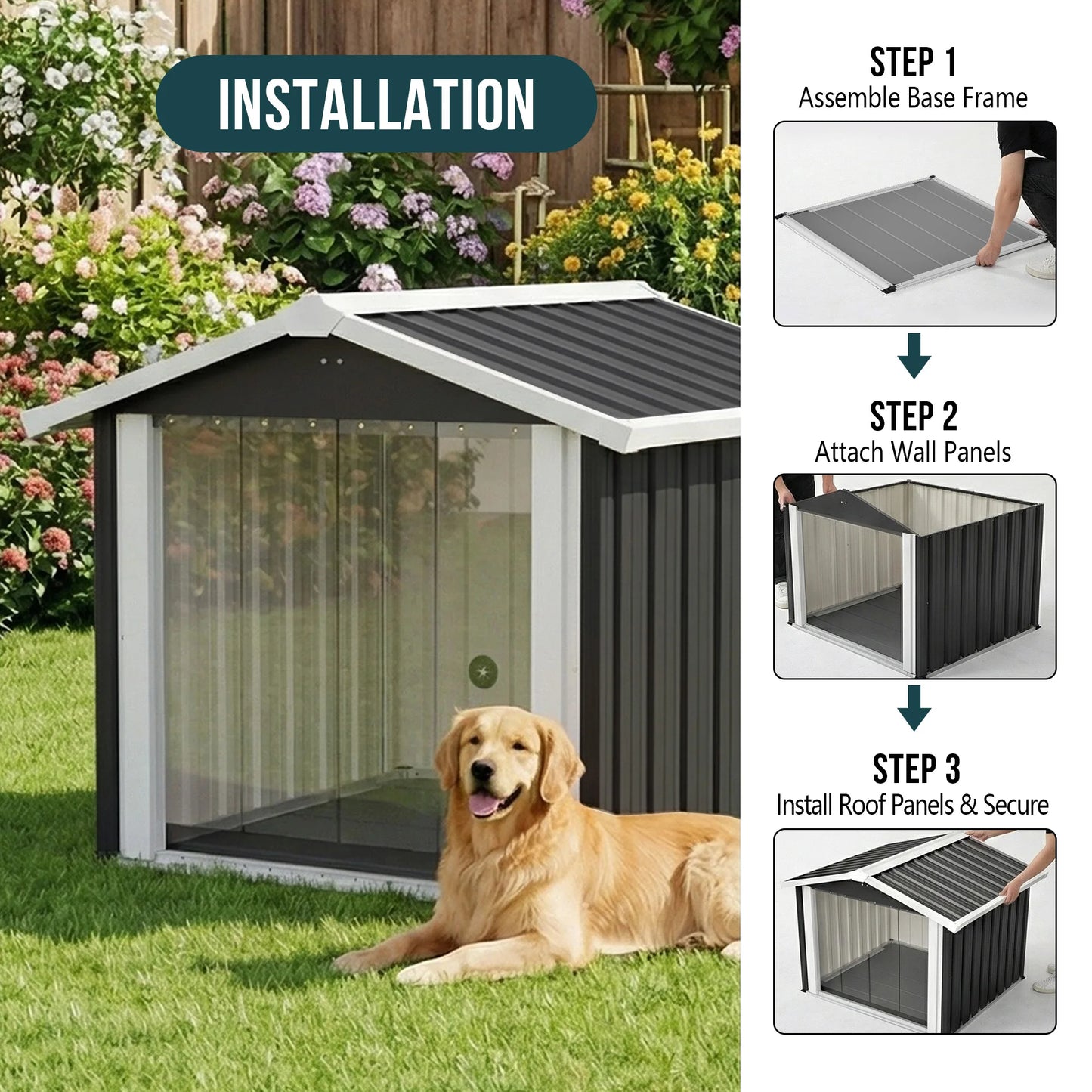 2 In 1 Weatherproof Pet House And Storage Shed Dogs