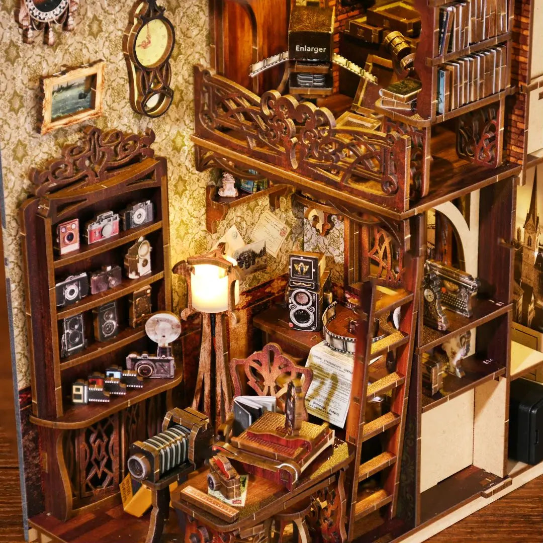 DIY Book Nook Kit Wooden Miniature House For Bookshelf Decor