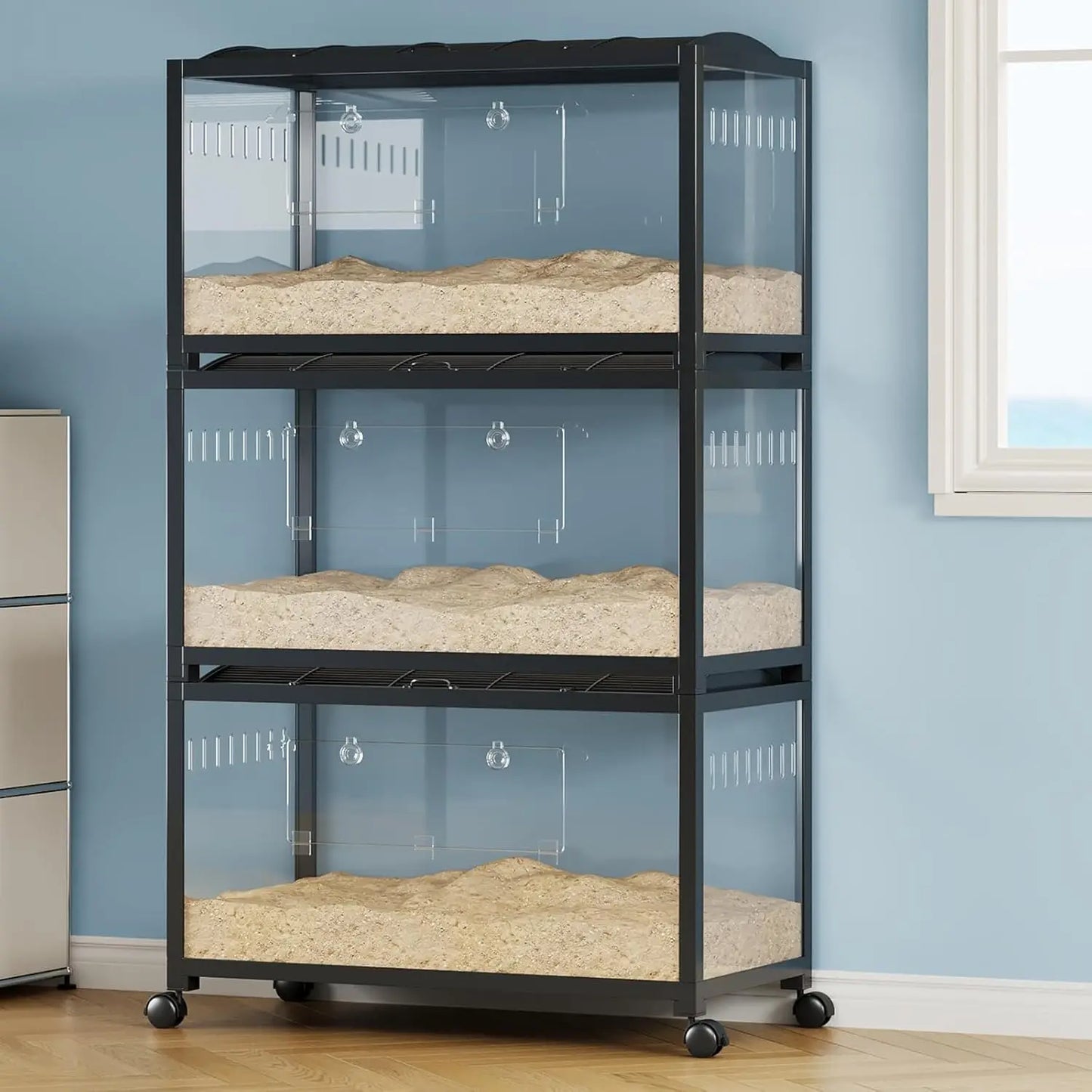 HiMISS Chew Proof Metal Hamster Cage Stackable With Acrylic Panels