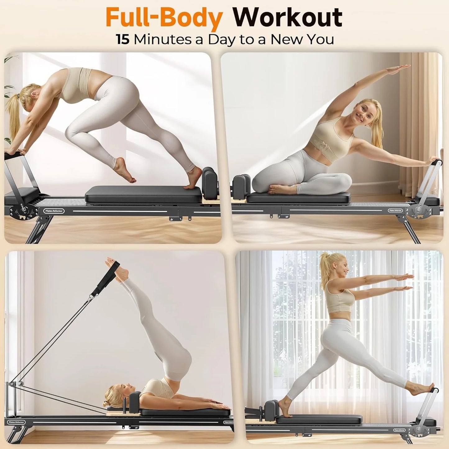 FED Fitness Foldable Pilates Reformer For Home Fitness