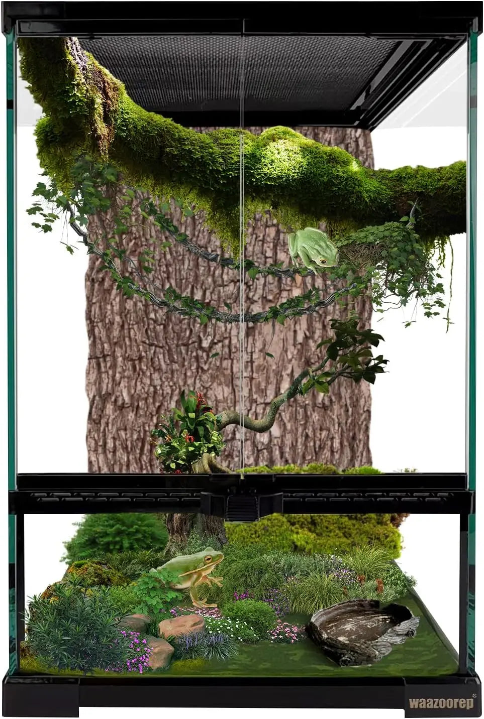 Vertical Glass Reptile Terrarium Front Door Top Screen Vent