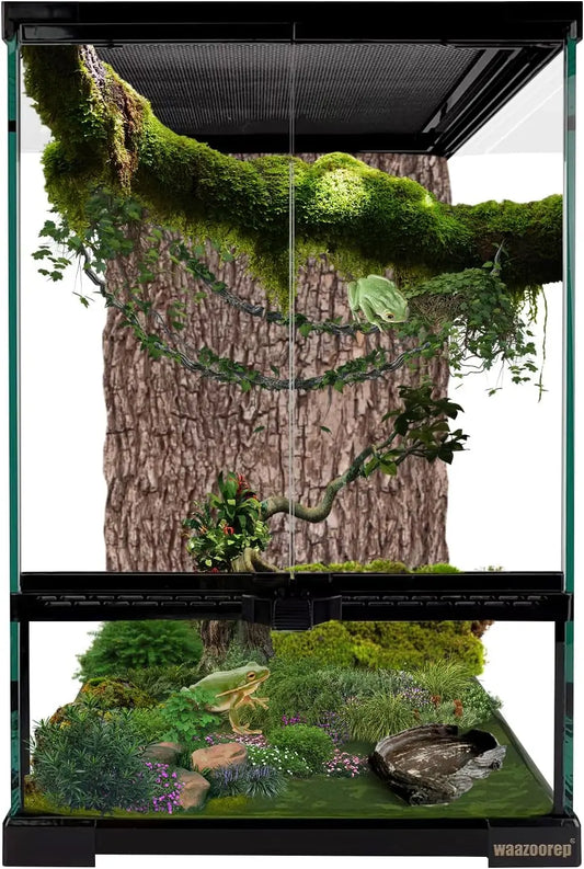 Vertical Glass Reptile Terrarium Front Door Top Screen Vent