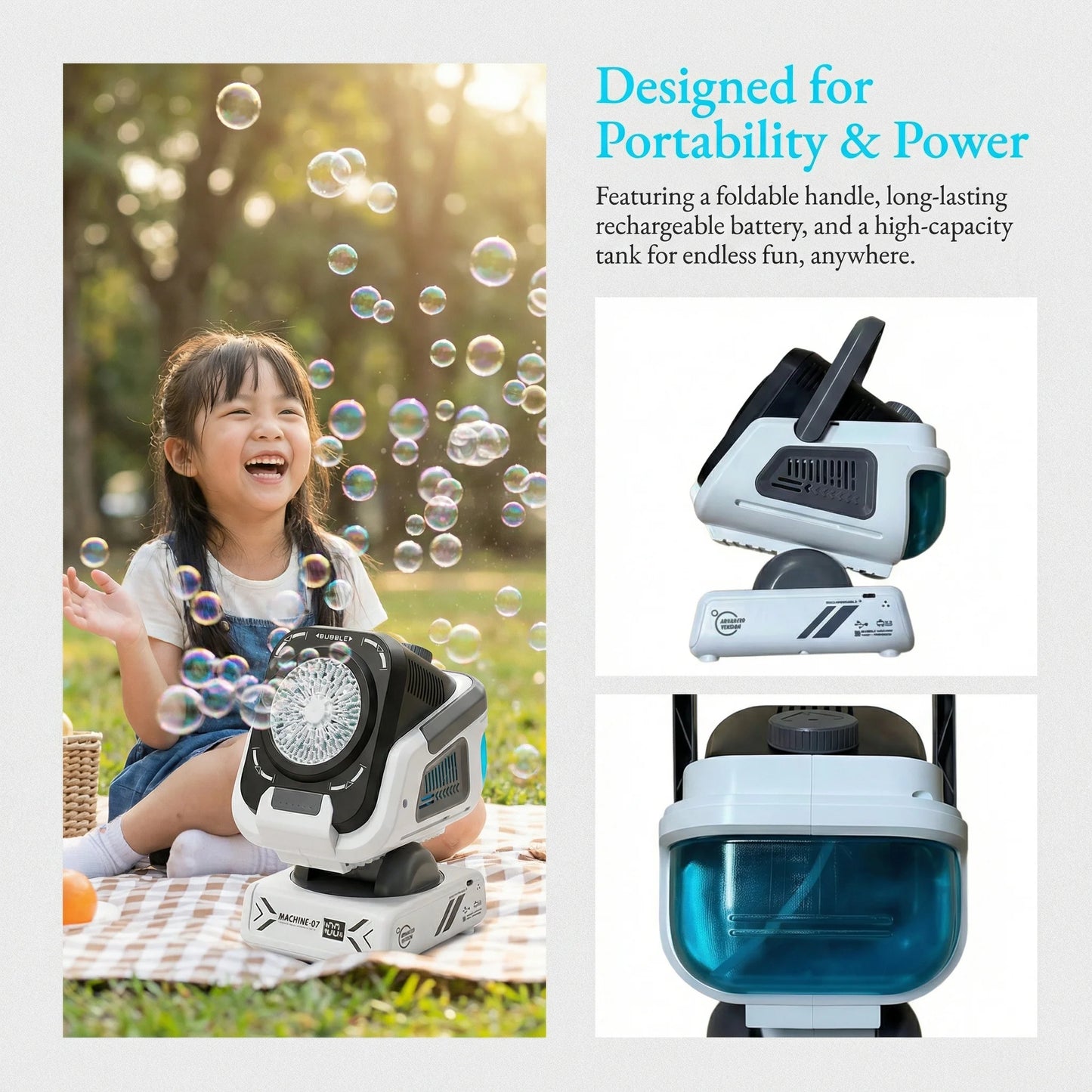 Upgraded Bubble Machine With Remote Control And Rechargeable Battery