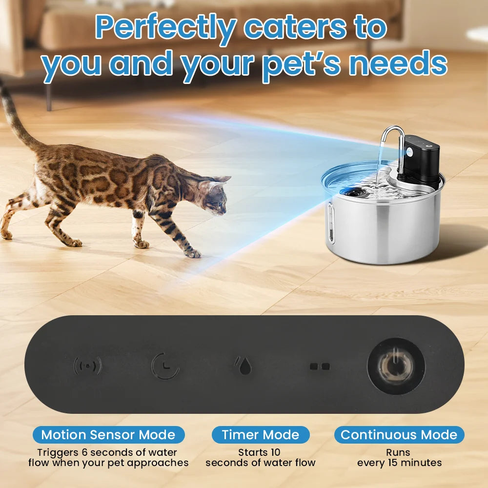 Cityflee Stainless Steel Cat Water Fountain Smart Wireless Automatic Dispenser