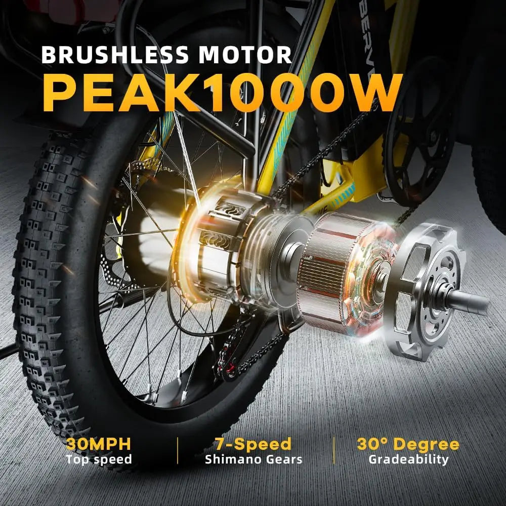 MARS700 Long Range Fat Tire Folding Electric Bike 1000W 30MPH