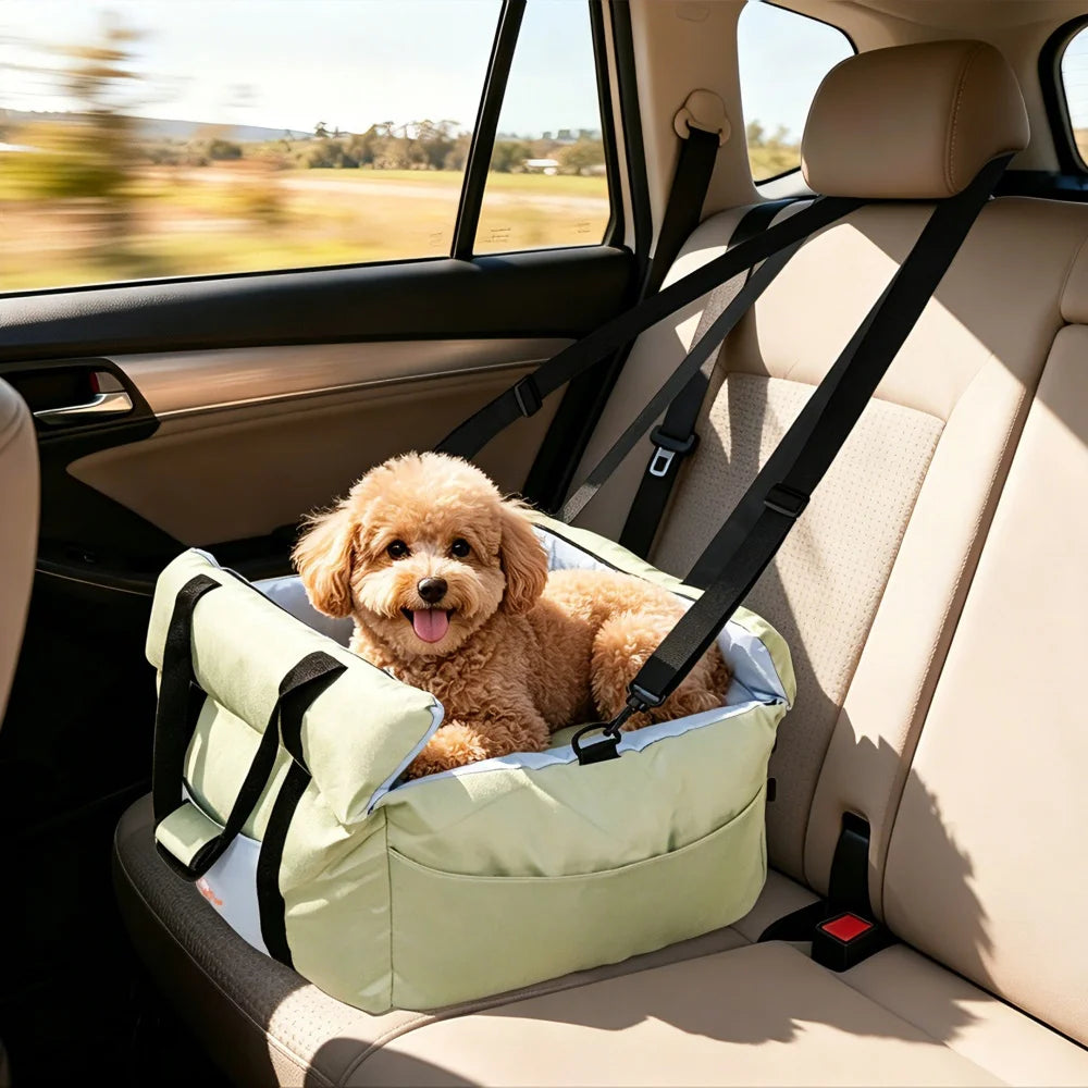 Borwart Portable Dog Car Seat With Safety Belt And Storage