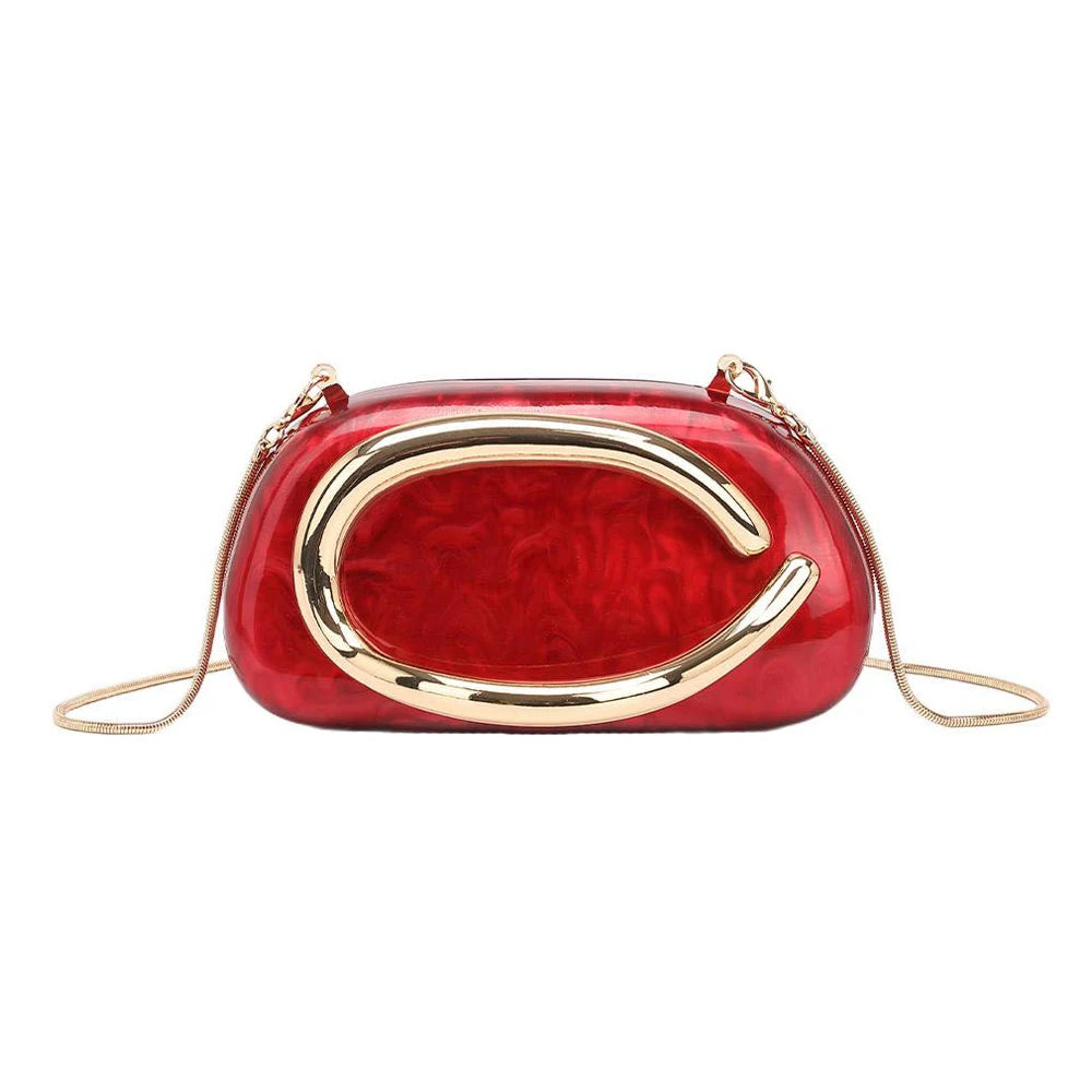 YYW Box Bag Metal Details Crossbody Evening Handbag