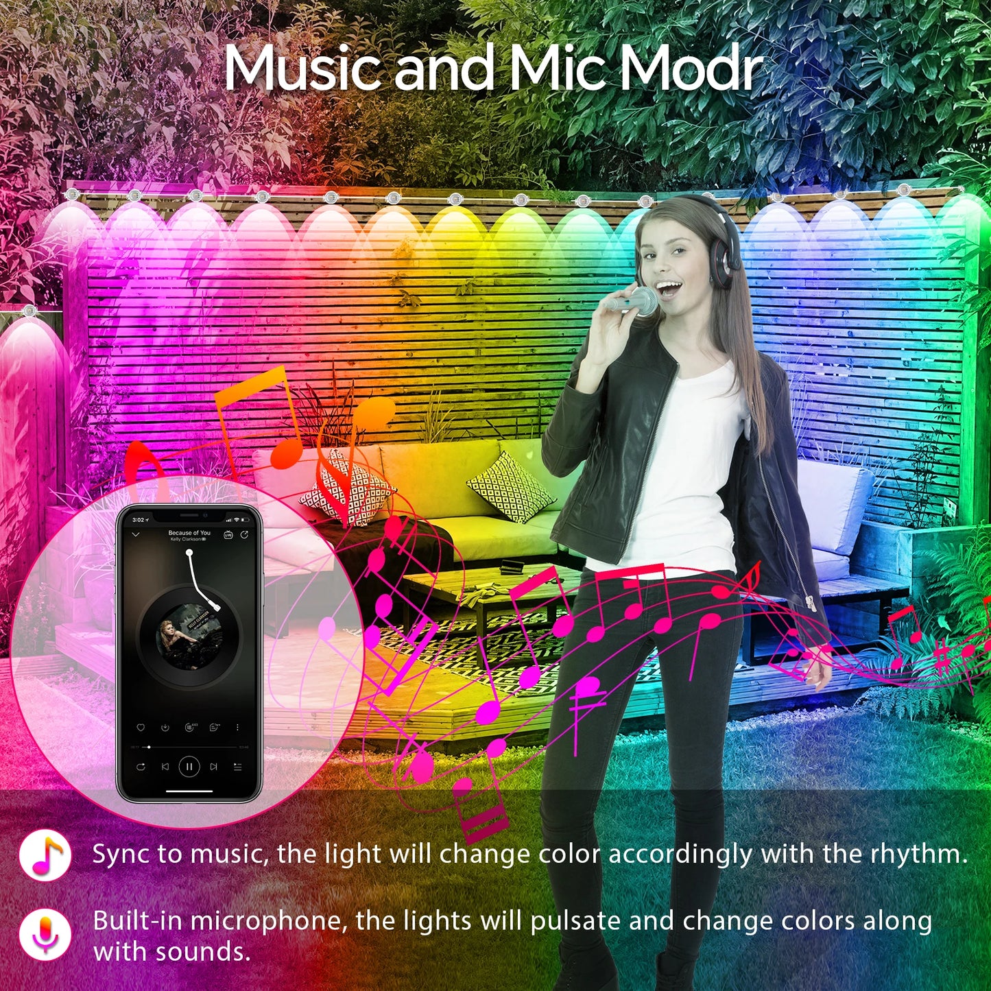 60M & 200FT Permanent Outdoor LED Eaves Lights RGB Waterproof Smart String Lights App Remote Control Color Changing Lamp for House Roof Garden Christmas Holiday Party Daily Accent Lighting