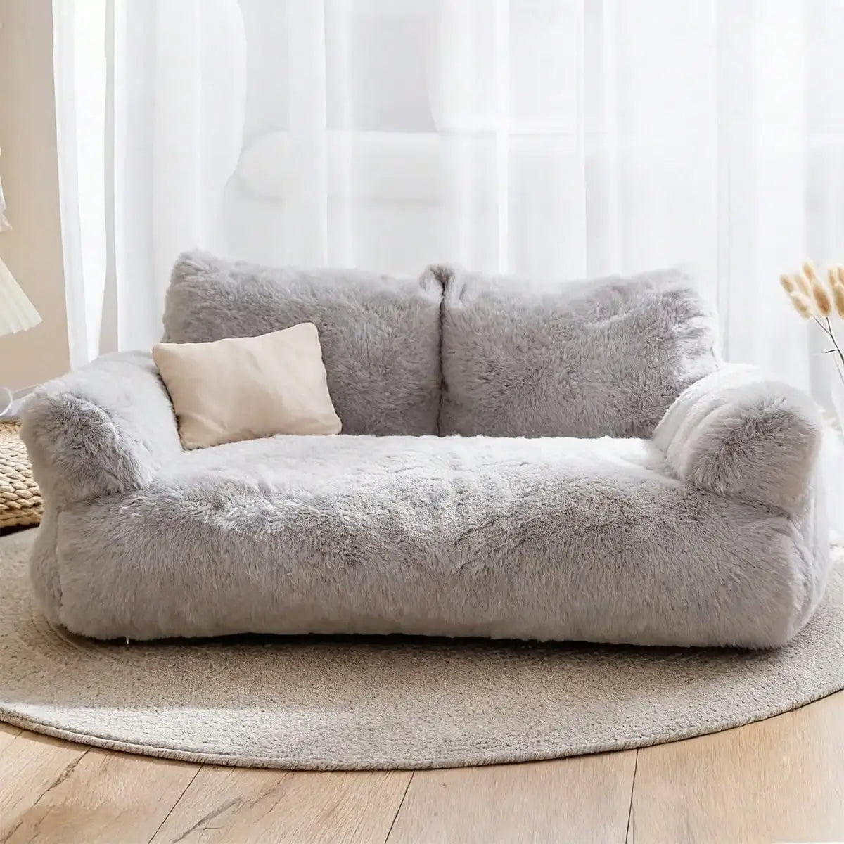 XMSJ Cozy Plush Dog Sofa Bed With Raised Edge Washable