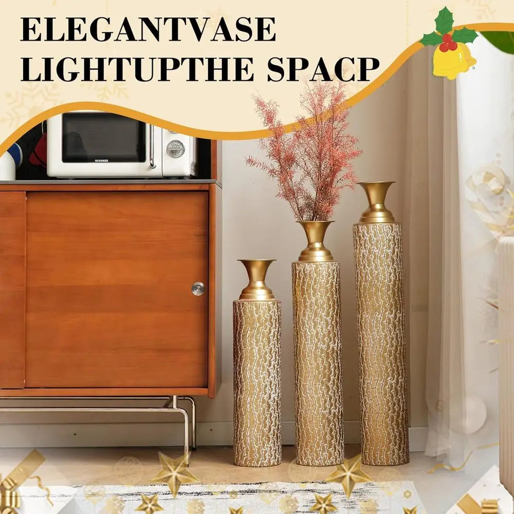 Metal Floor Vases Set Of 3 For Elegant Centerpieces Decor