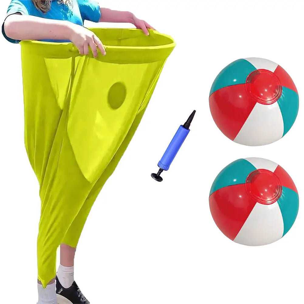 Freaky Party Games Pants with 2 Bouncy Balls and 1 Air Pump Outdoor Games Field Family Reunion Game for Kids and Adults