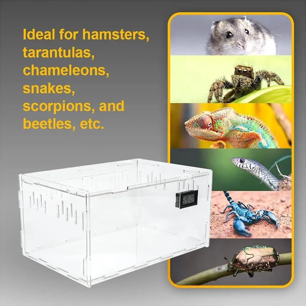 Acrylic Terrarium Tank With Temperature And Humidity Gauge For Reptile