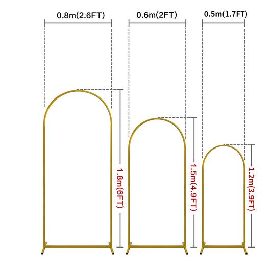 Arch Backdrop Stand, Set of 3 Gold Metal Arch Stand Wedding Arch Frame Square Balloon Arch Stand for Birthday Party Baby Shower