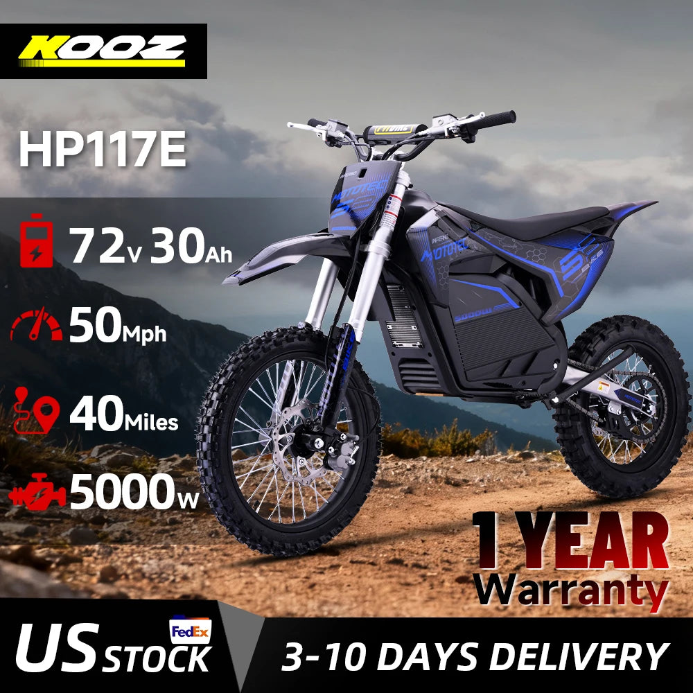 KOOZ HP117E 72V 5000W Pro Electric Dirt Bike For Adults