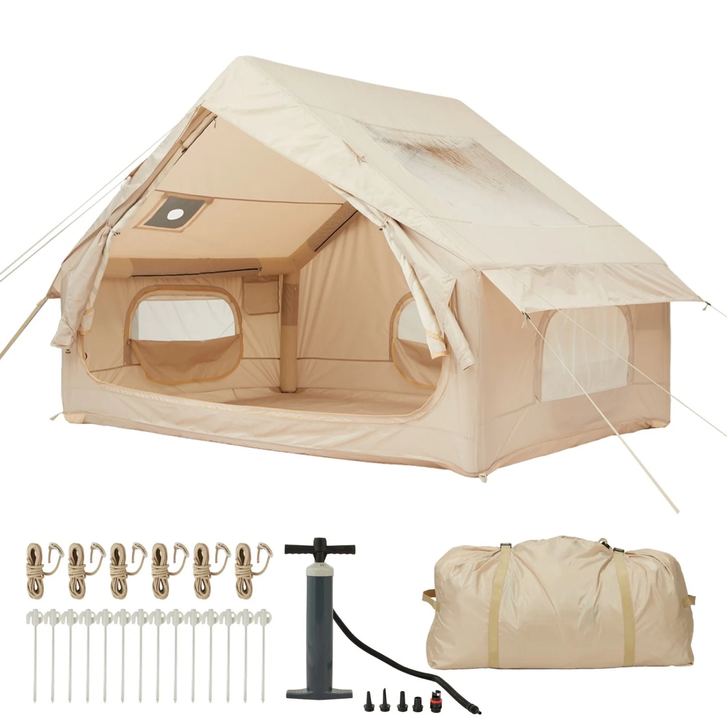 Himiss Inflatable Camping Tent With Pump Skylight And Stove Jack