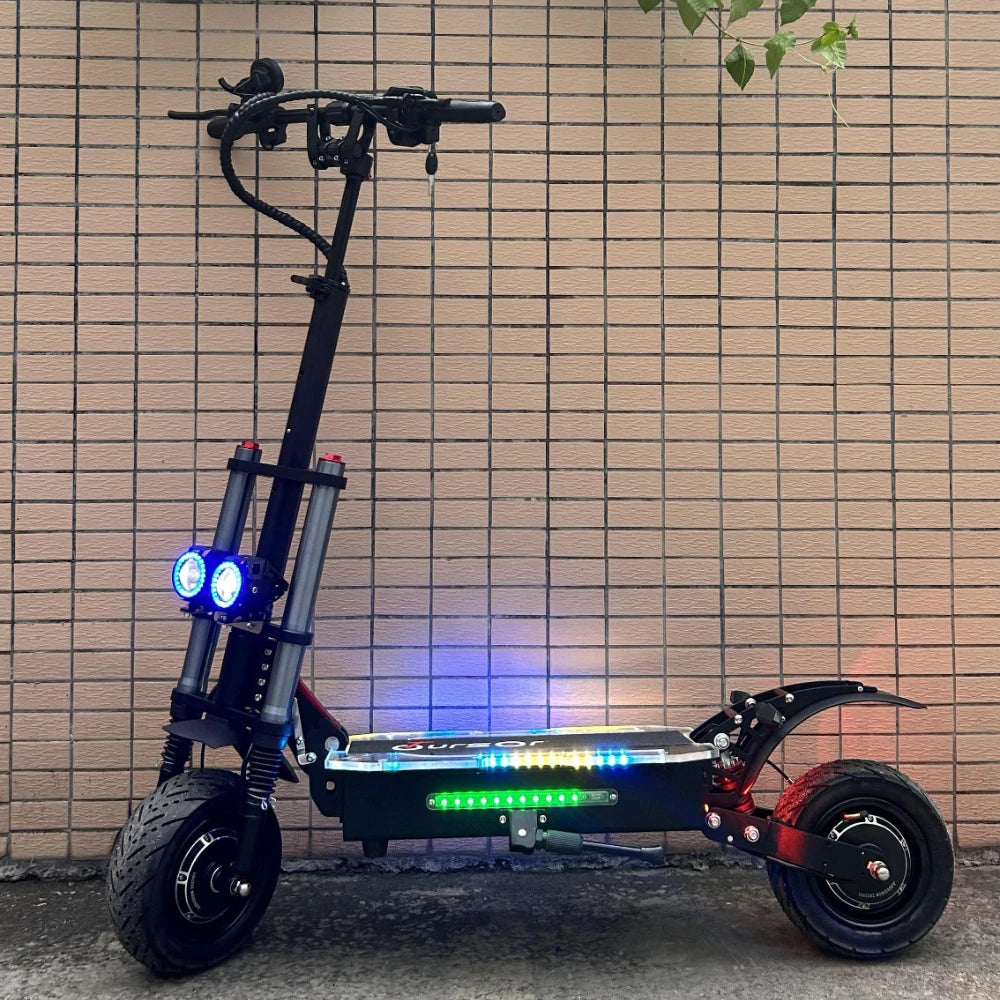 6000W Dual Motor Folding Electric Scooter With Seat And Hydraulics
