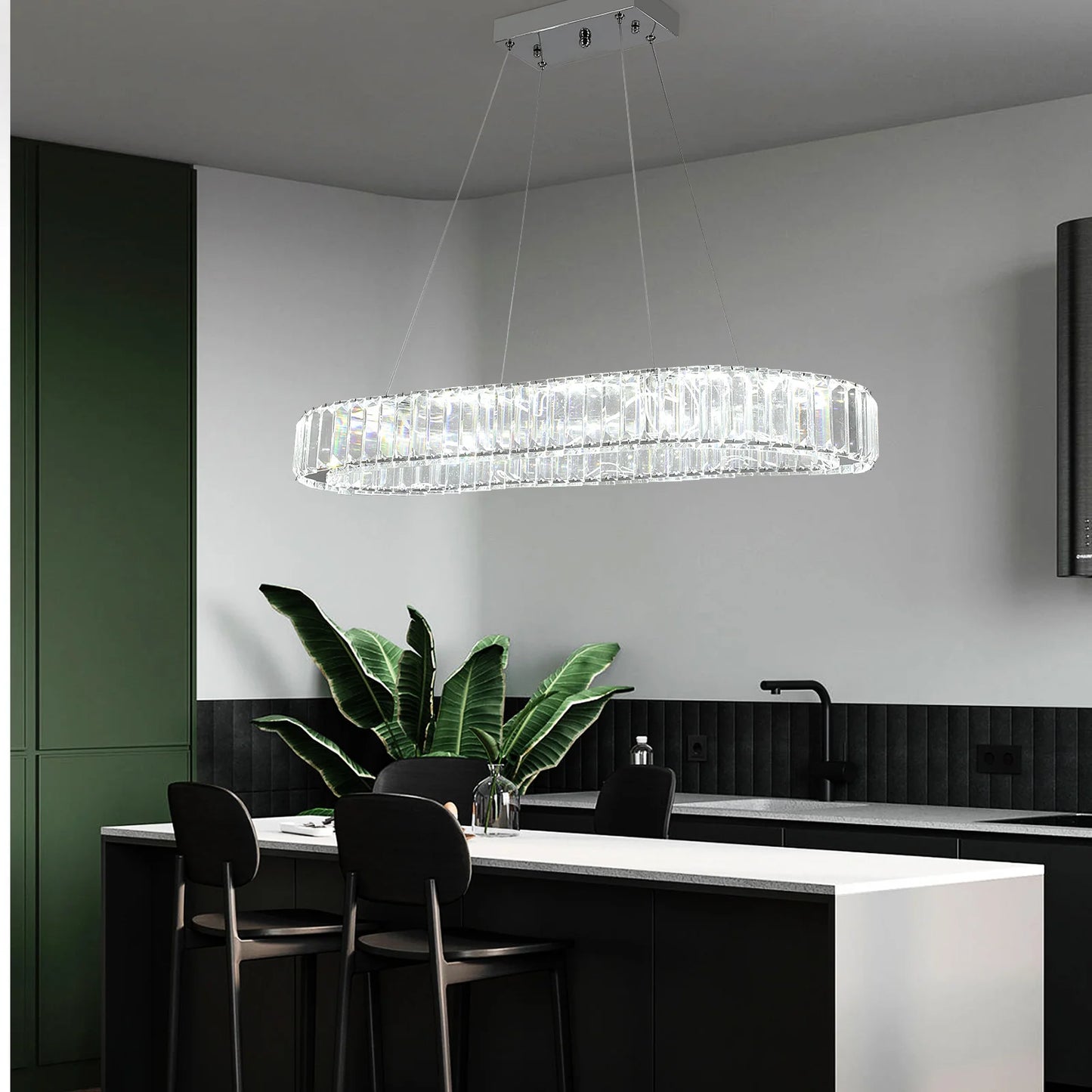 VETRULUS Modern Luxury Crystal Oval LED Chandelier Ceiling Lamp