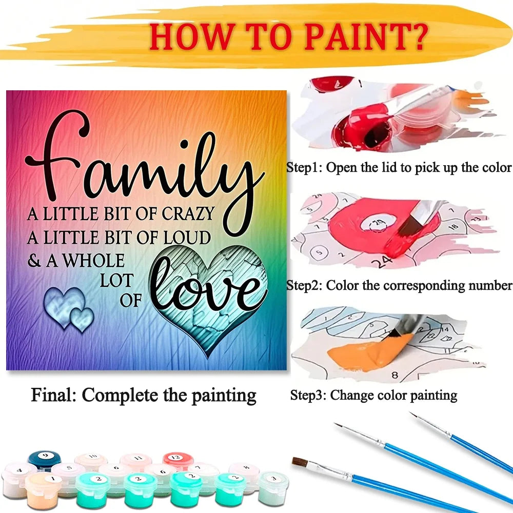 Family Text Love Paint By Numbers For Adult Diy Art Craft Kit HandPainted On Canvas Valentines Gift Home Decor