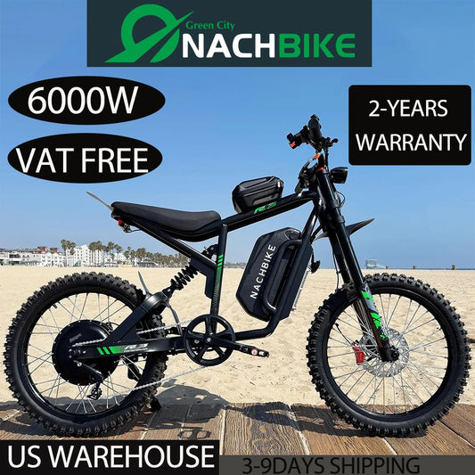Electric Dirt Bike 6000W 60V 25Ah With Full Suspension Brakes