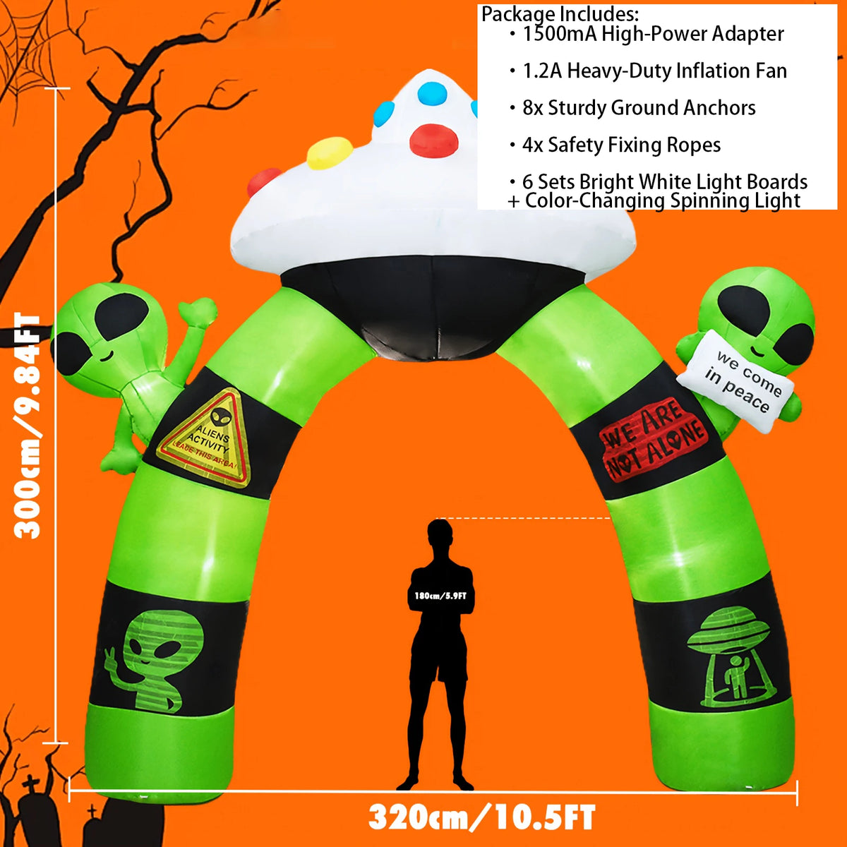 Halloween Inflatable Alien Archway With Built In LED Lights Outdoor
